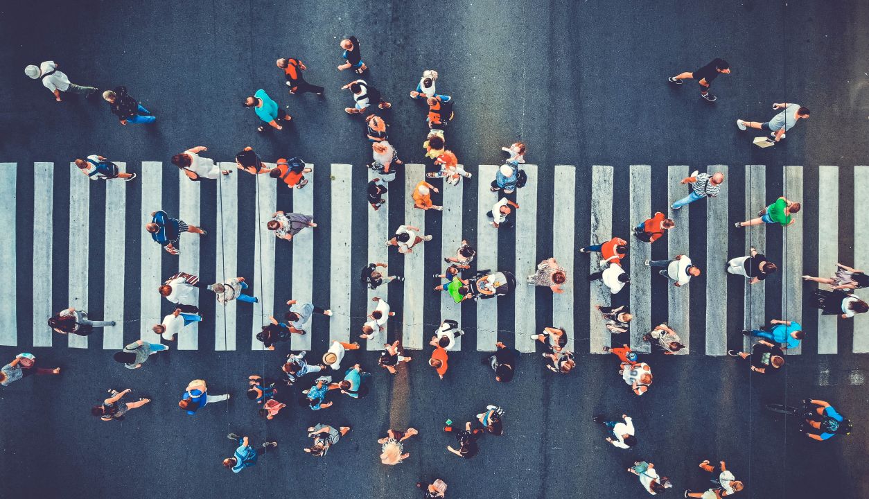 drone shot of a crosswalk