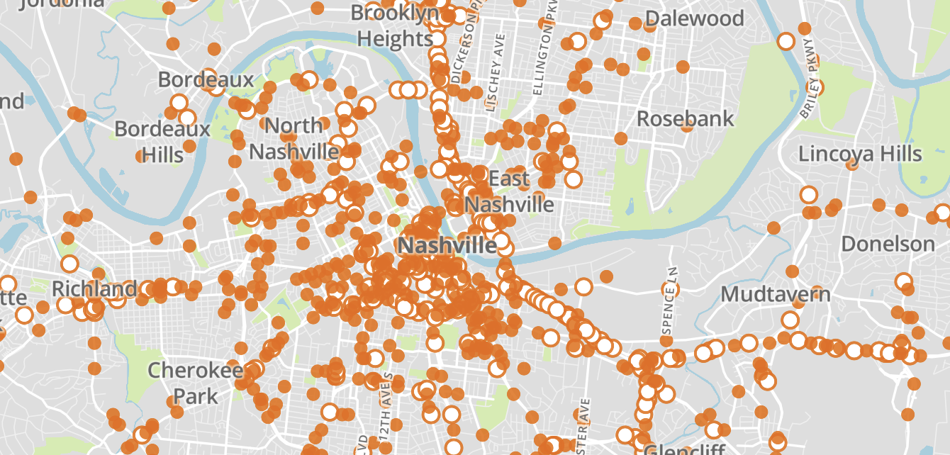 Where sideswipes happen in Nashville, TN