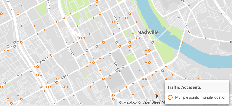 Downtown Nashville, TN T-Bone Collision Map