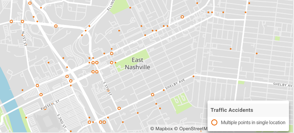 East Nashville T-bone Car Accident Map