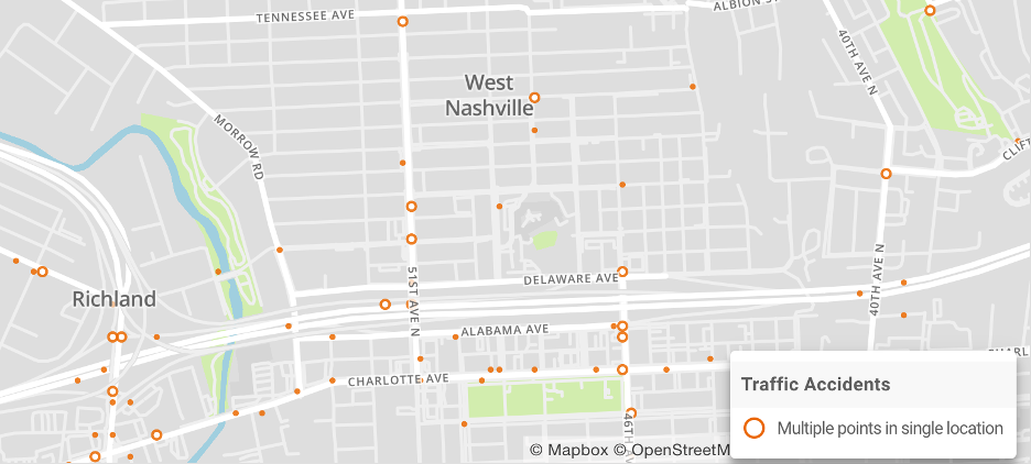 West Nashville T-Bone Collision Map