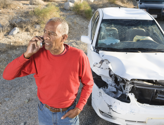 Man calling to file a Louisville police report after a car accident